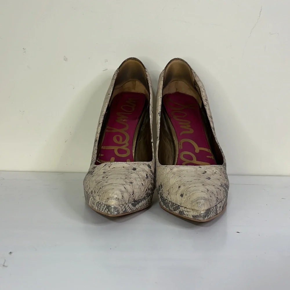 Sam Edelman Celia Snakeskin Pointed Toe High Heeled Stilettos Size 8